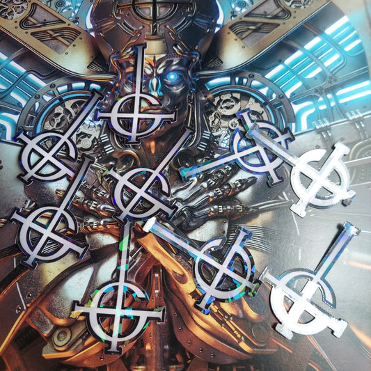 Ghost Band Cross Logo Sticker - Holographic