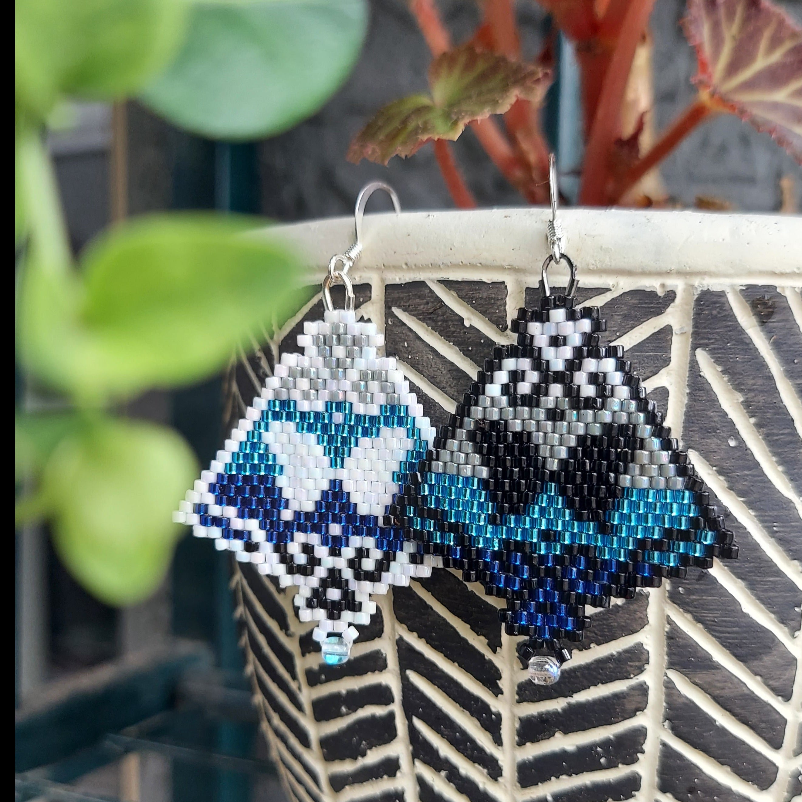 Butterfly Beaded Earrings, Summer Beaded Earrings, Tropical Beaded Earrings