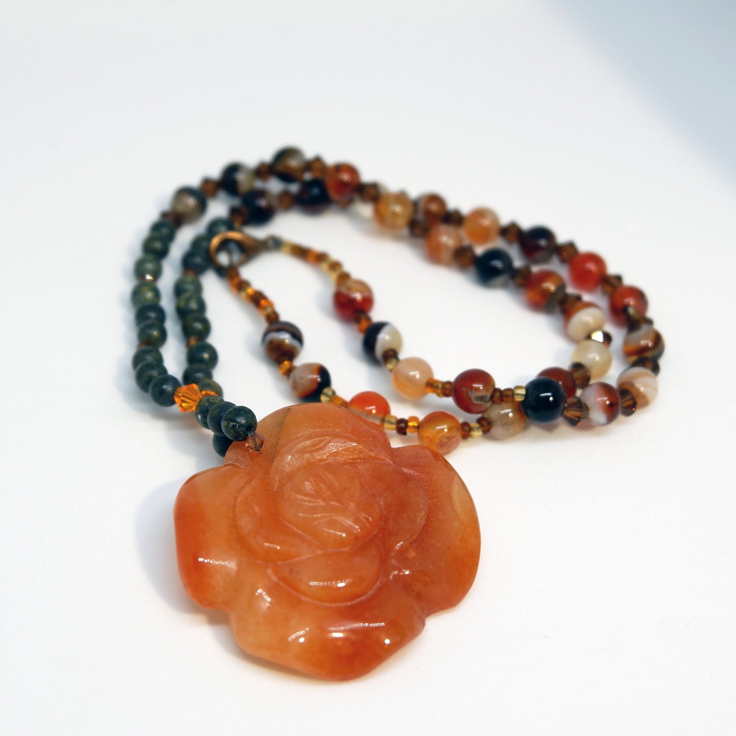 Red Aventurine Rose Necklace