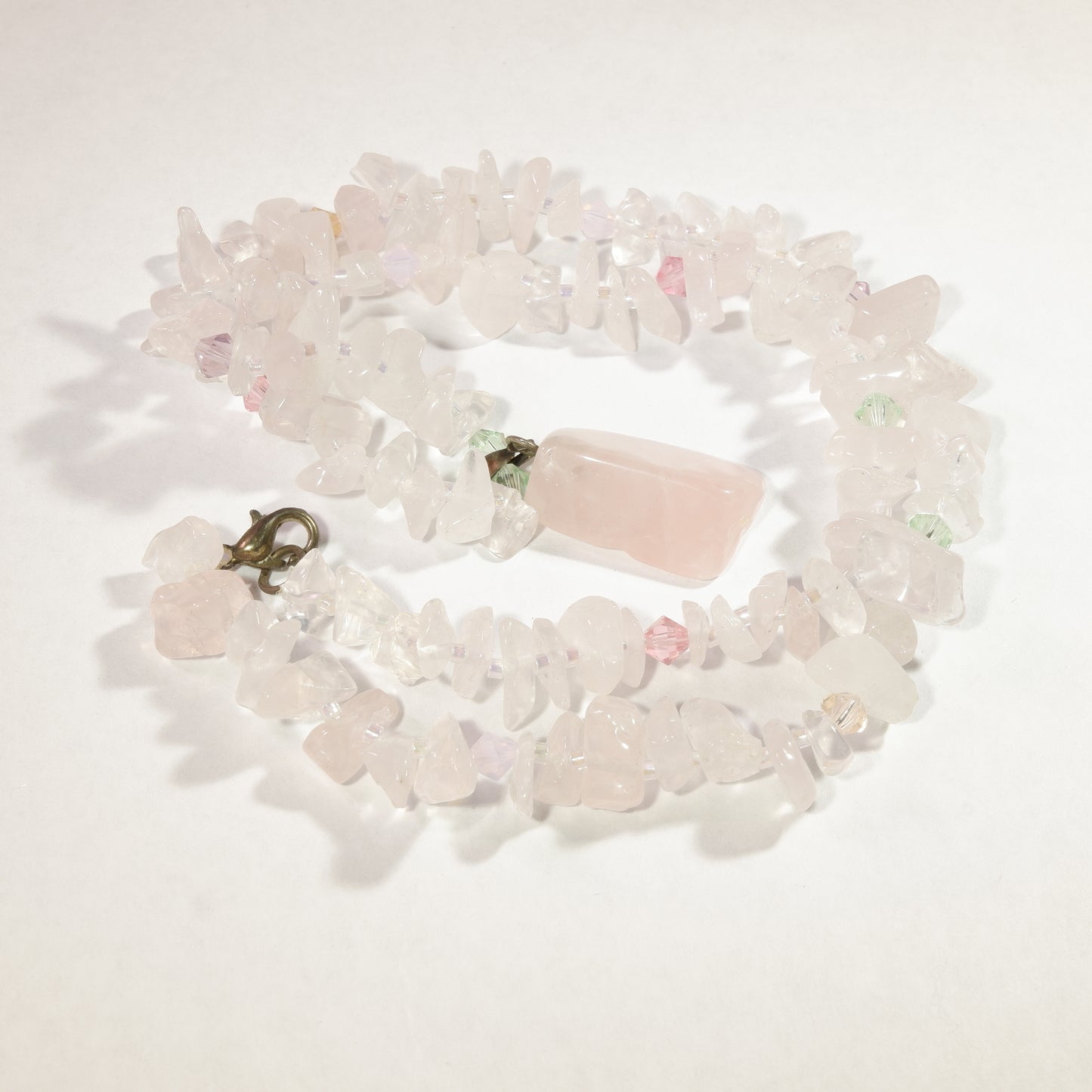 Rose Quartz and Crystal Springtime Necklace