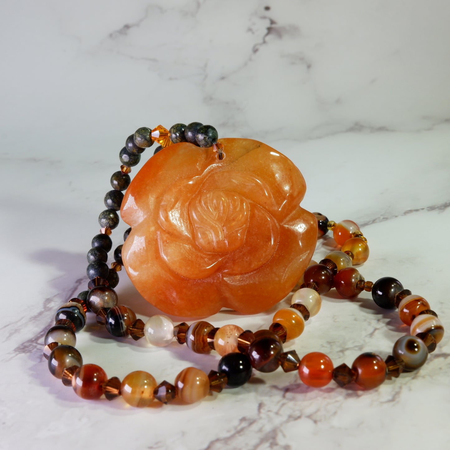 Red Aventurine Rose Necklace
