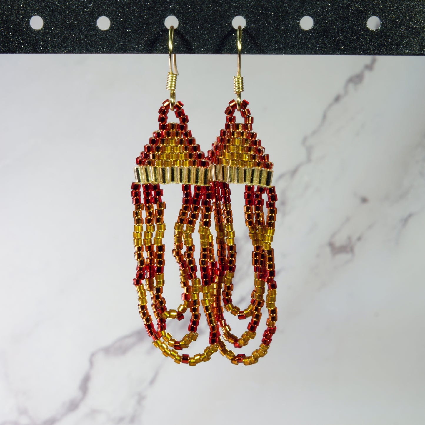Simple Beaded Loop Earrings - Autumn