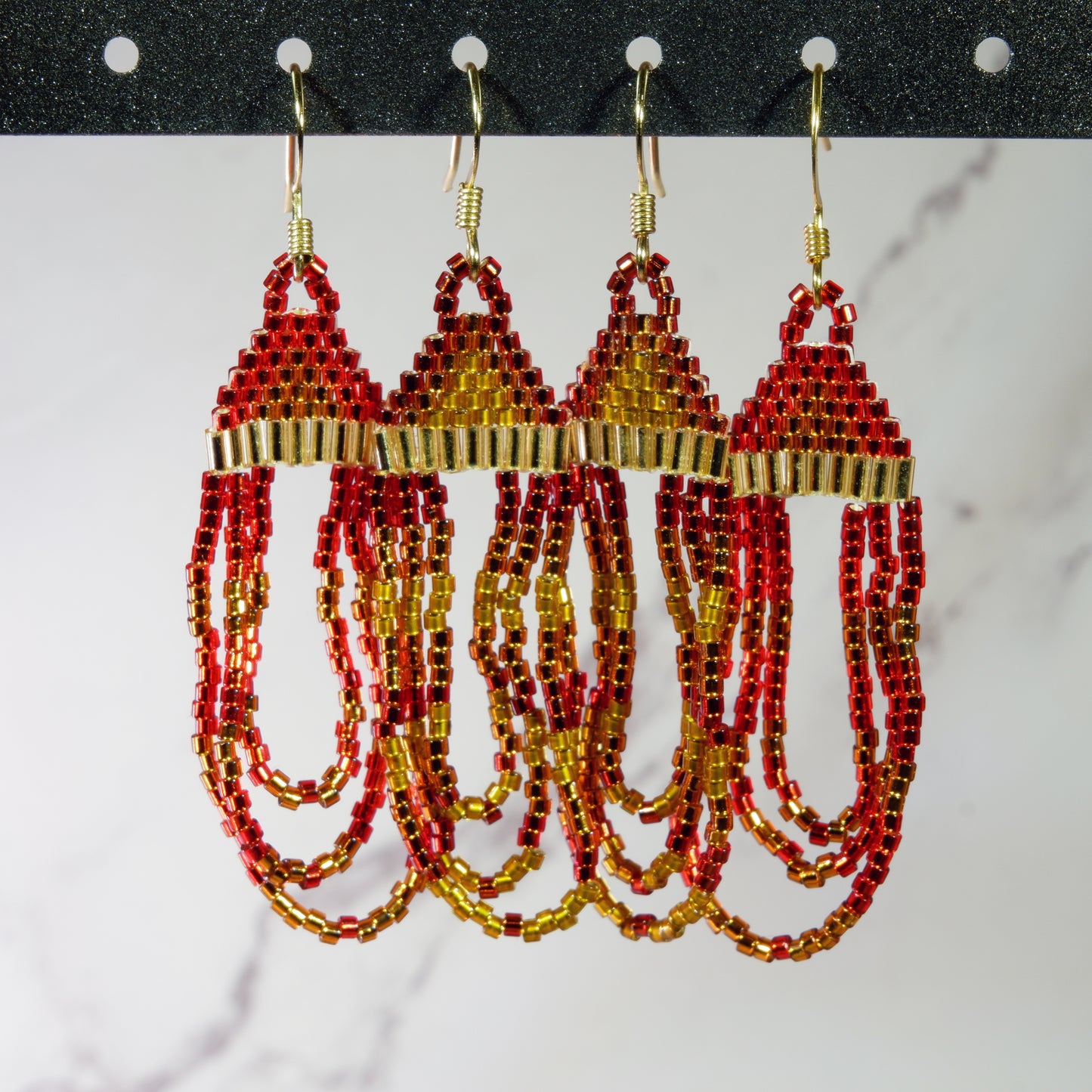 Simple Beaded Loop Earrings - Autumn