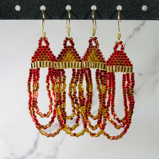Simple Beaded Loop Earrings - Autumn