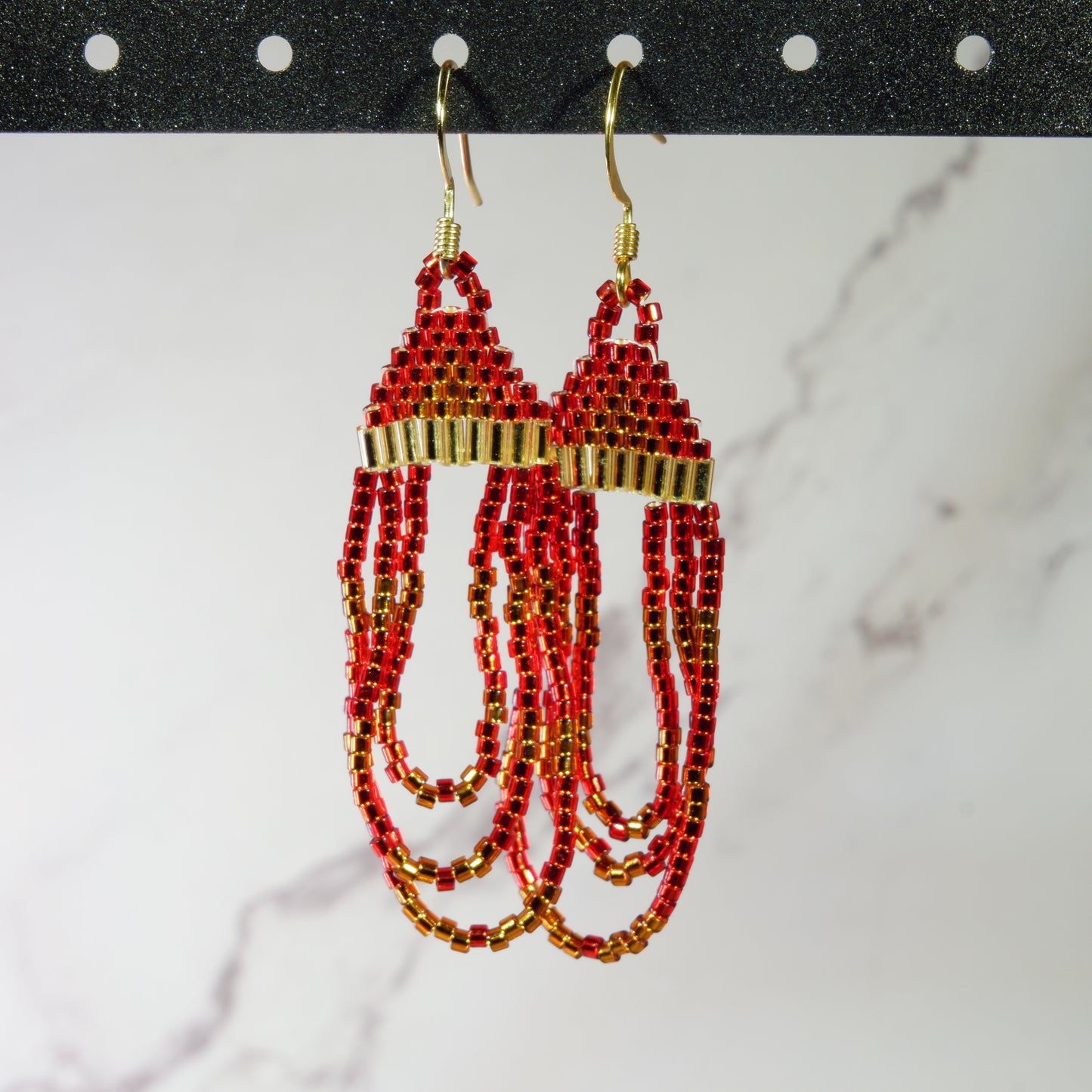 Simple Beaded Loop Earrings - Autumn