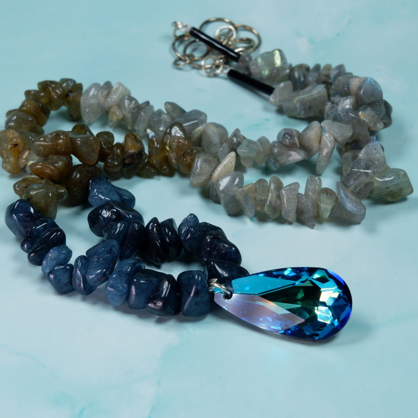 Labrodorite Ombre Necklace with Crystal