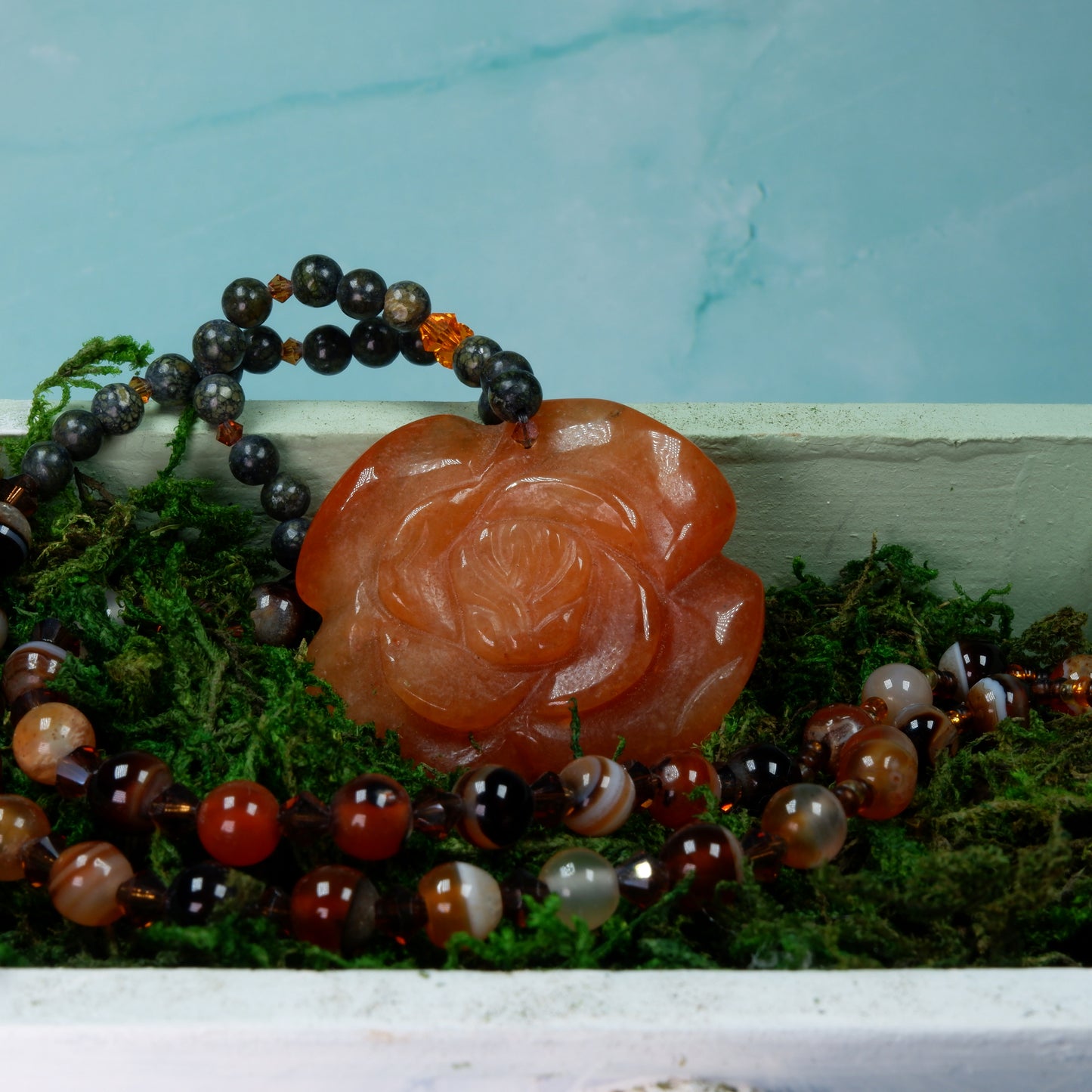Red Aventurine Rose Necklace