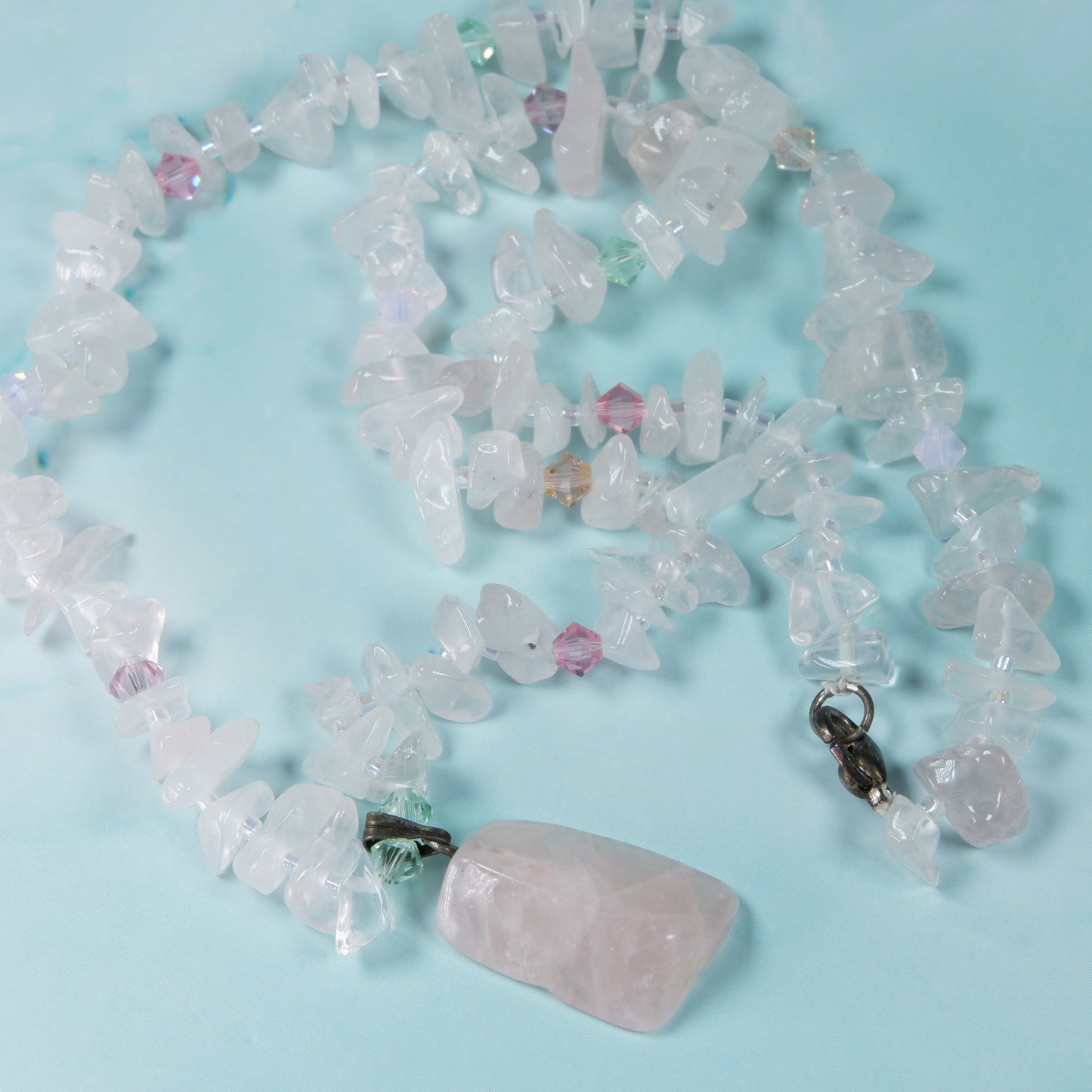 Rose Quartz and Crystal Springtime Necklace
