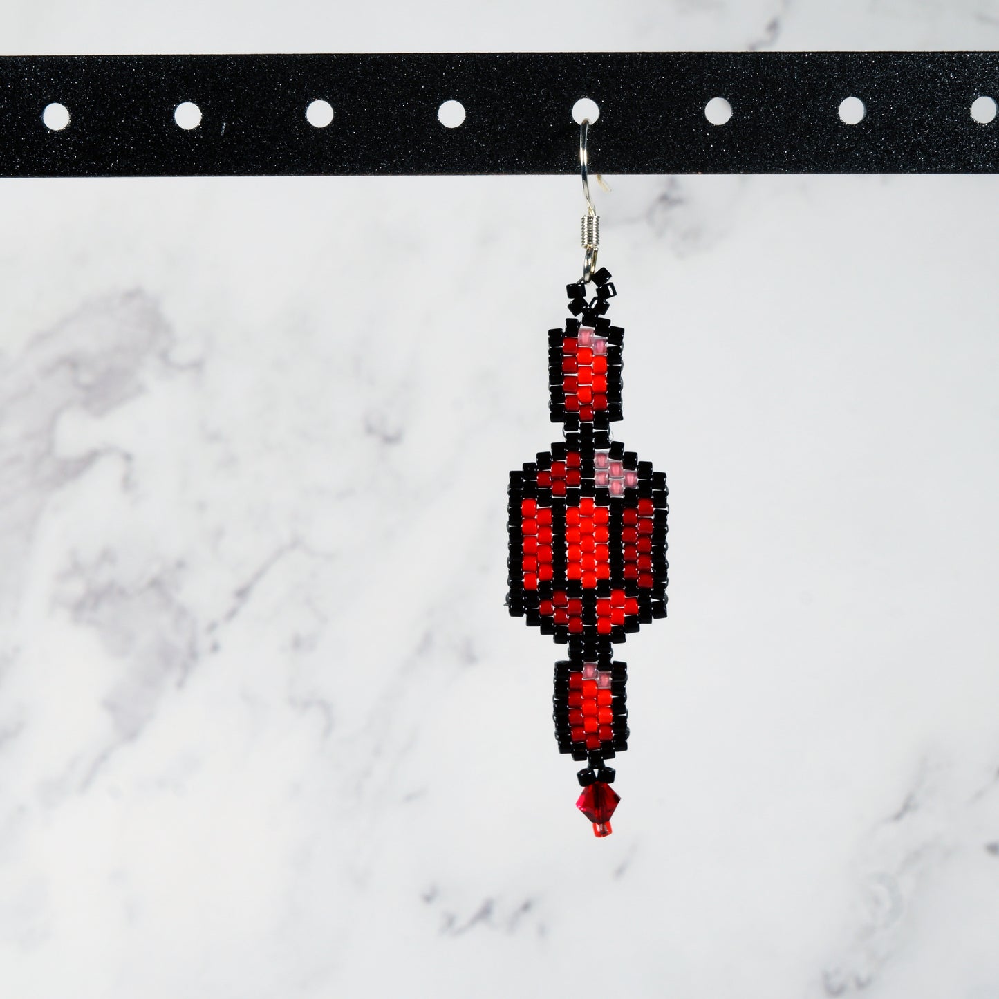 Legend of Zelda Rupee Themed Beaded Earrings with Crystal Accents