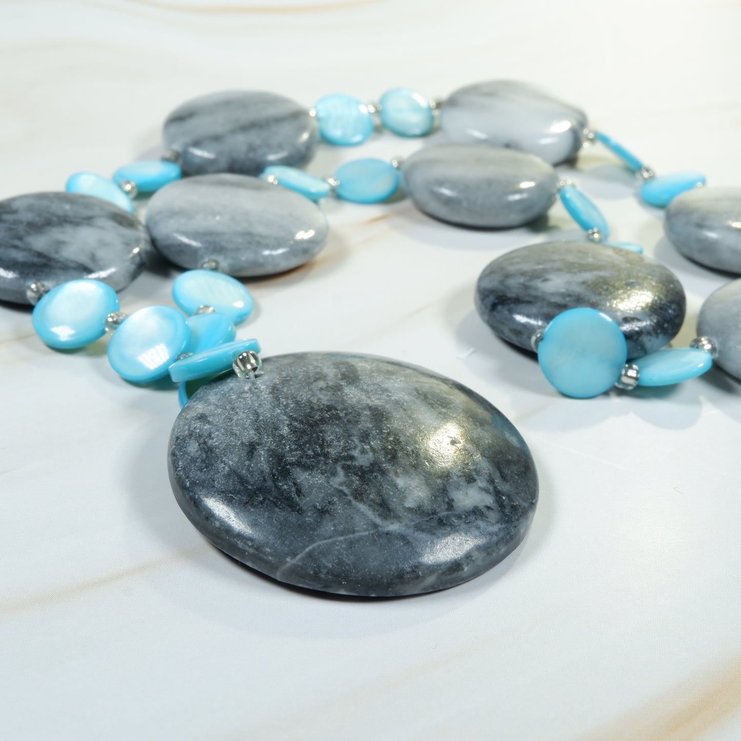 Grey Marble & Blue Shell
