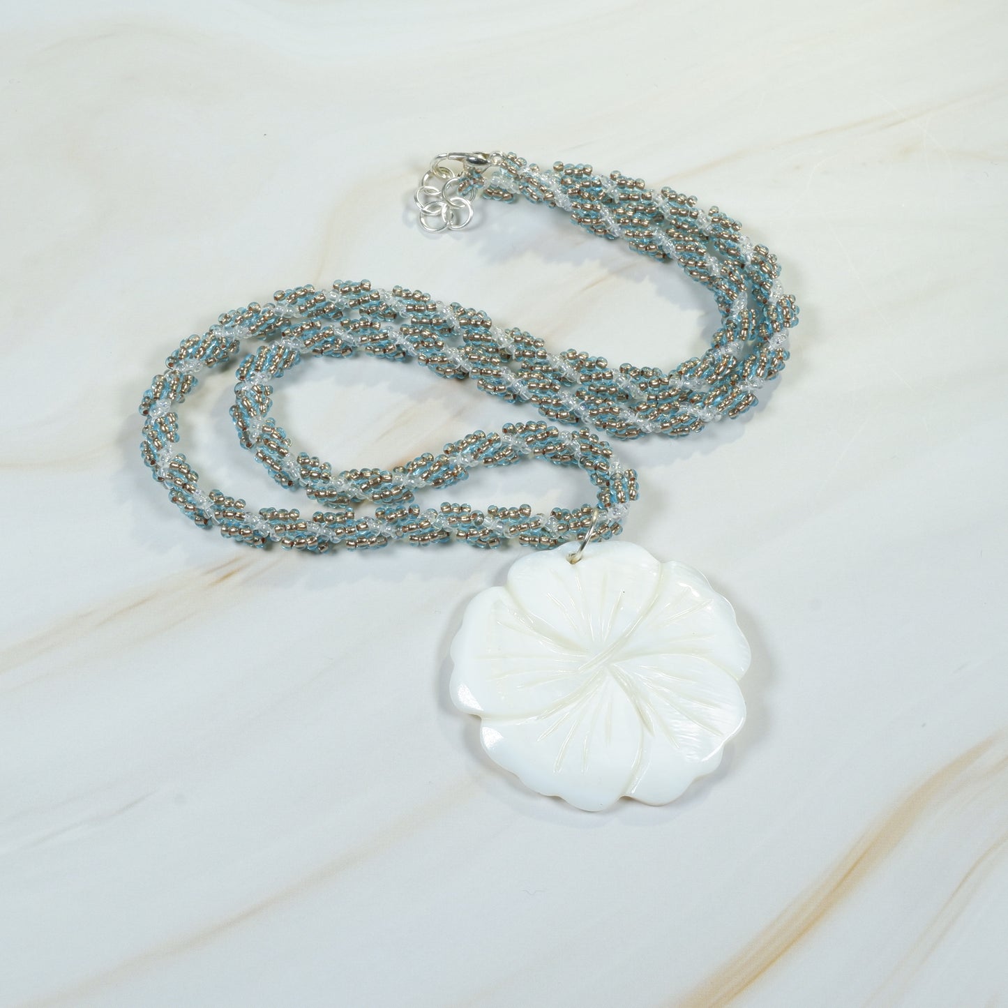 Spiral Rope Shell - Copper-Lined Blue & Crystal