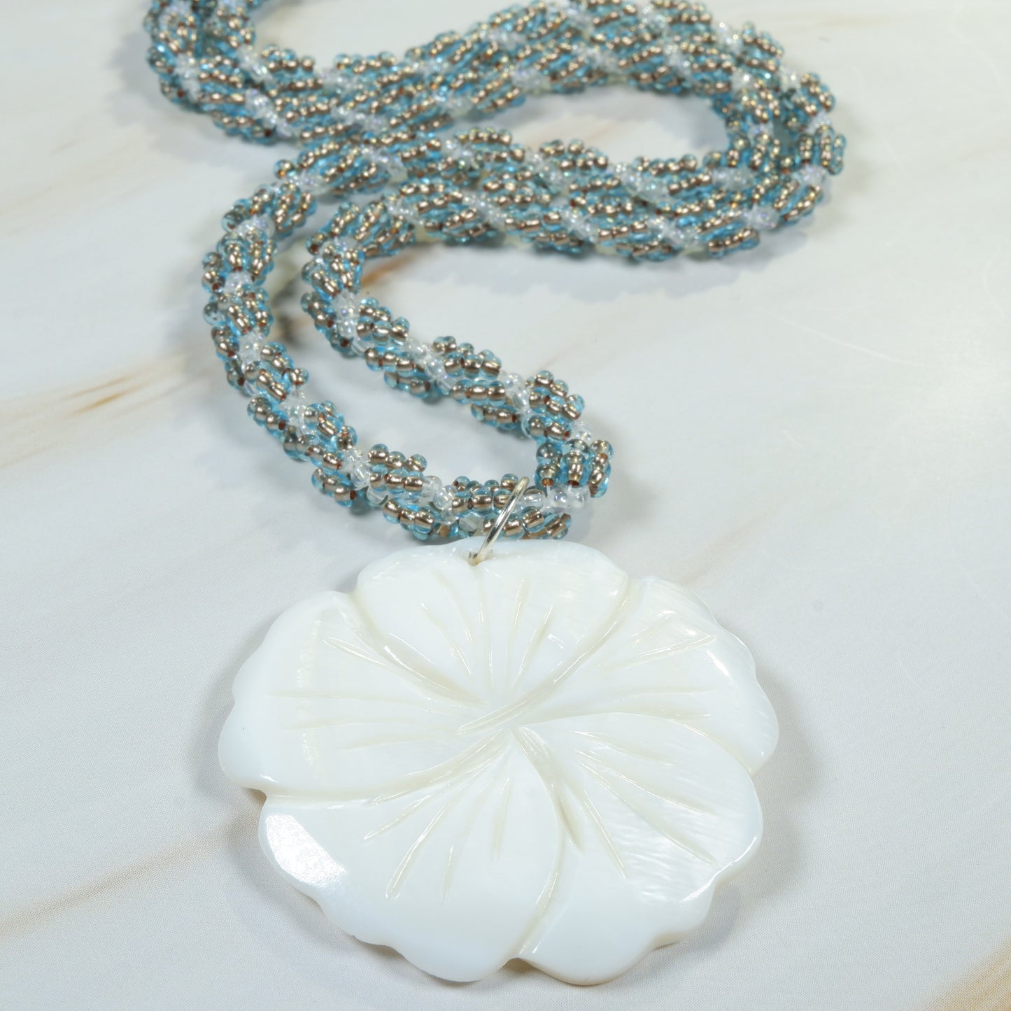 Spiral Rope Shell - Copper-Lined Blue & Crystal