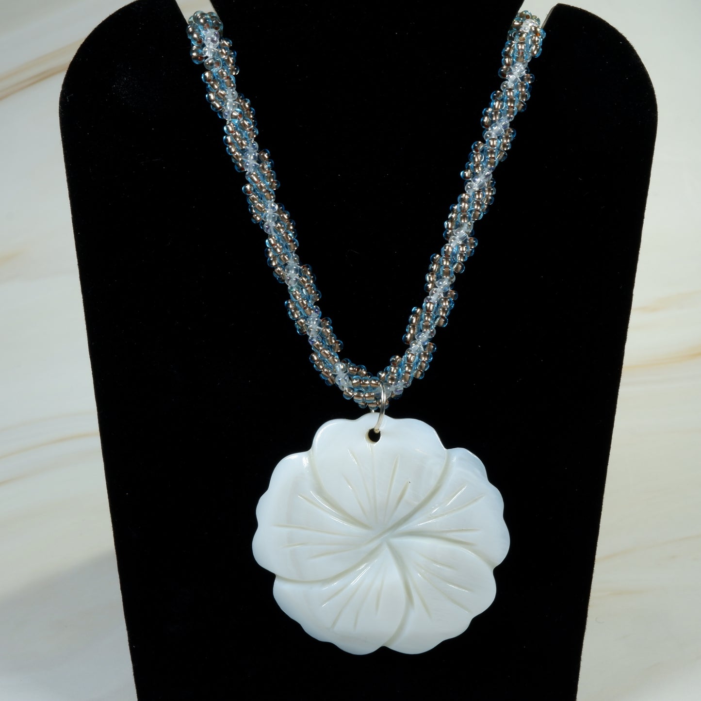 Spiral Rope Shell - Copper-Lined Blue & Crystal