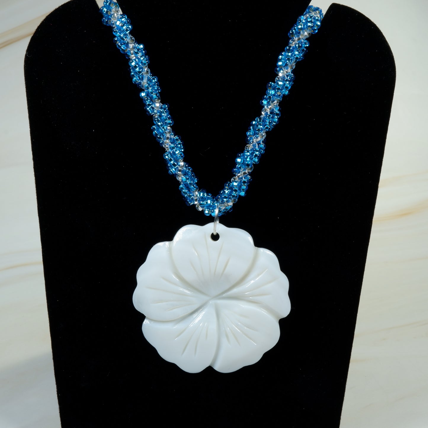 Spiral Rope Shell - Aqua & Silver