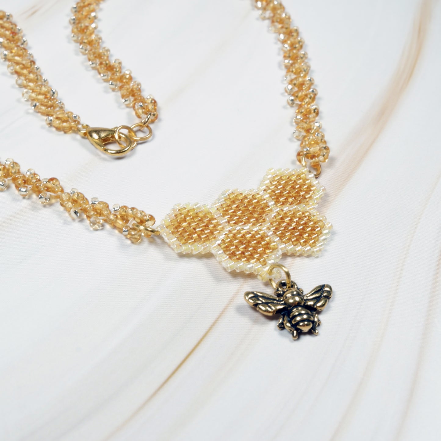Honeycomb Necklace with Bee