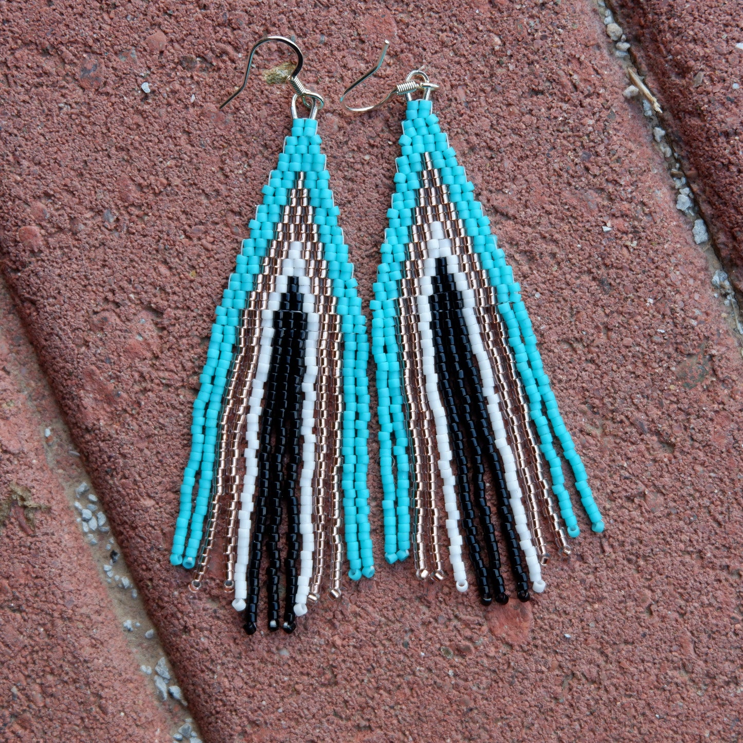 Turquoise, Copper, Black Earrings