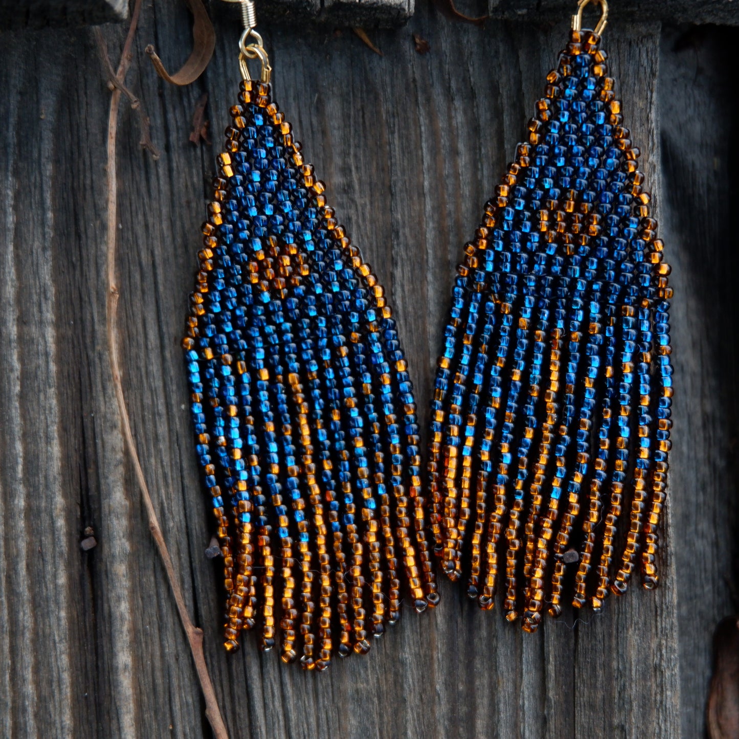 Royal Blue and Brown Earrings
