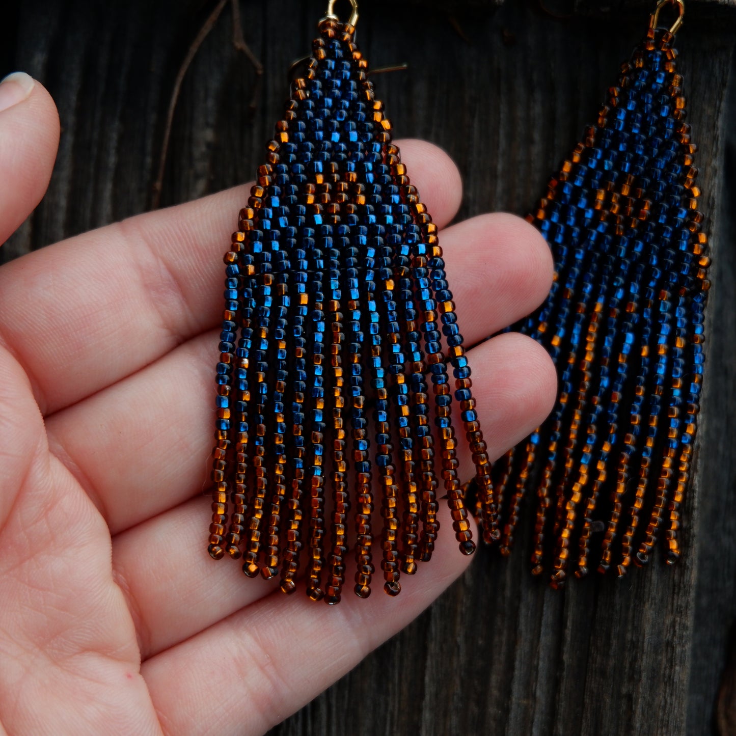 Royal Blue and Brown Earrings