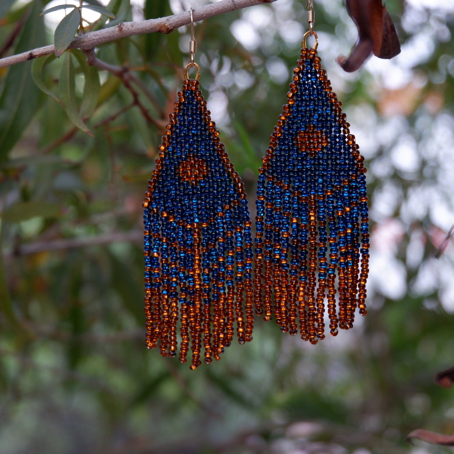 Royal Blue and Brown Earrings