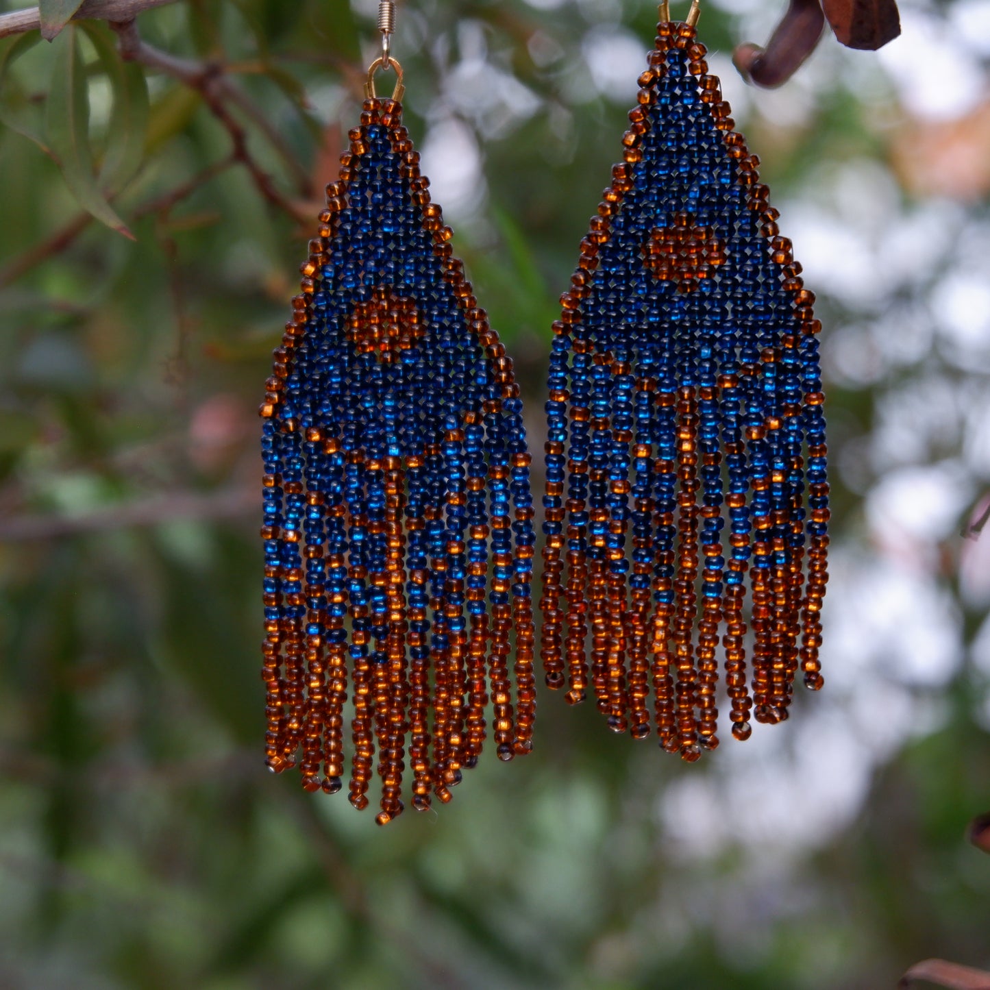 Royal Blue and Brown Earrings