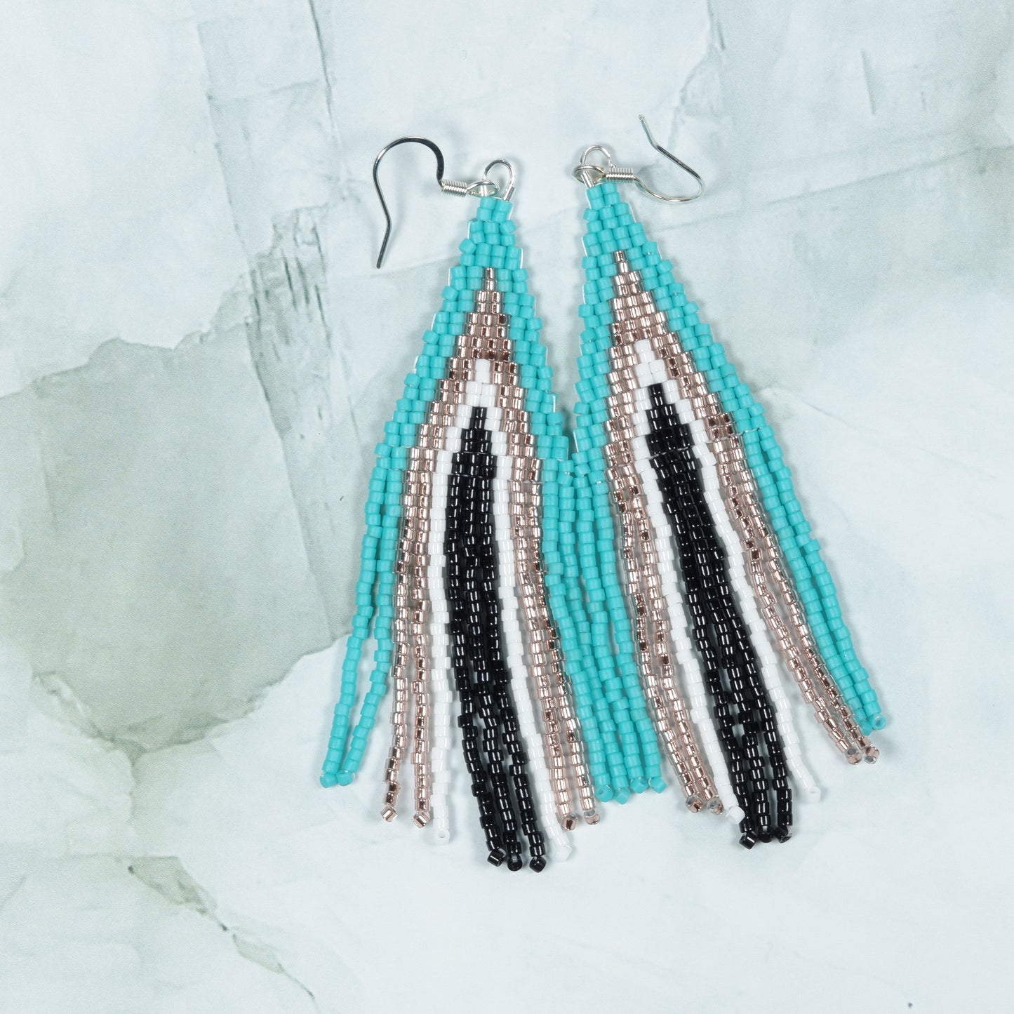 Turquoise, Copper, Black Earrings