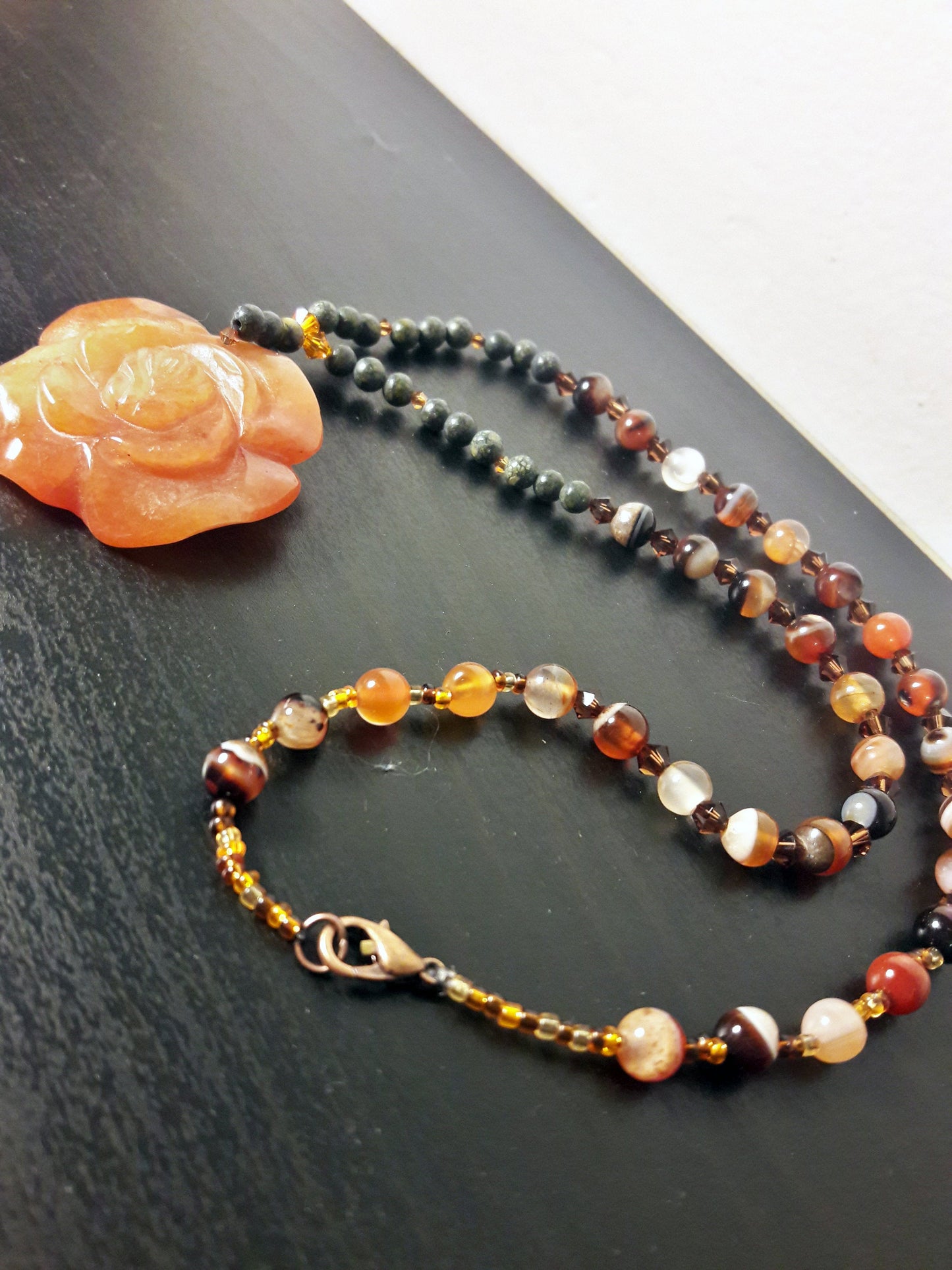 Red Aventurine Rose Necklace