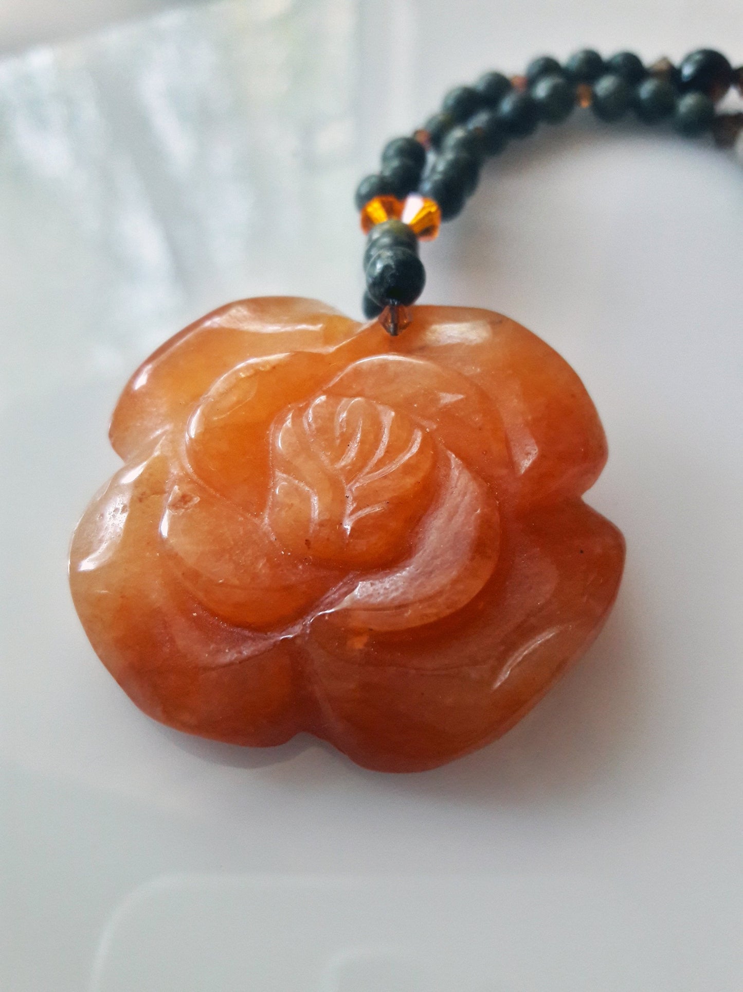 Red Aventurine Rose Necklace