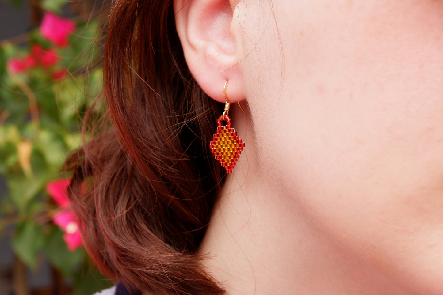 Mini Diamond Beaded Earrings - Autumn