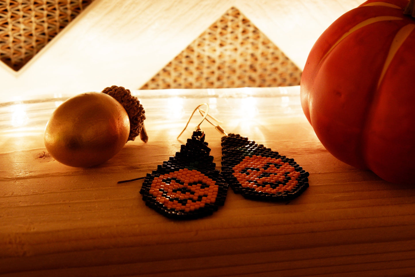 Pumpkin Drop Beaded Earring