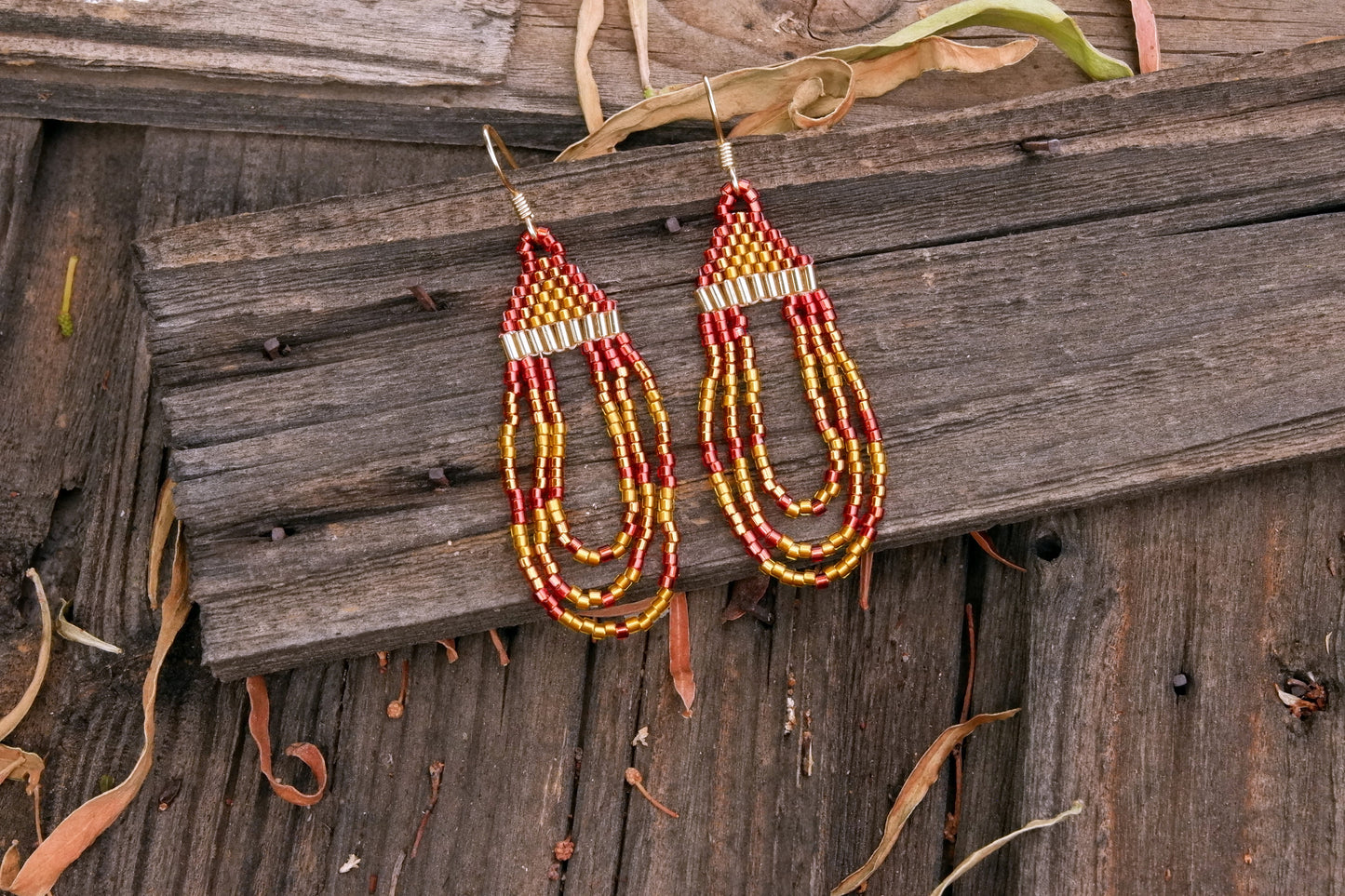 Simple Beaded Loop Earrings - Autumn