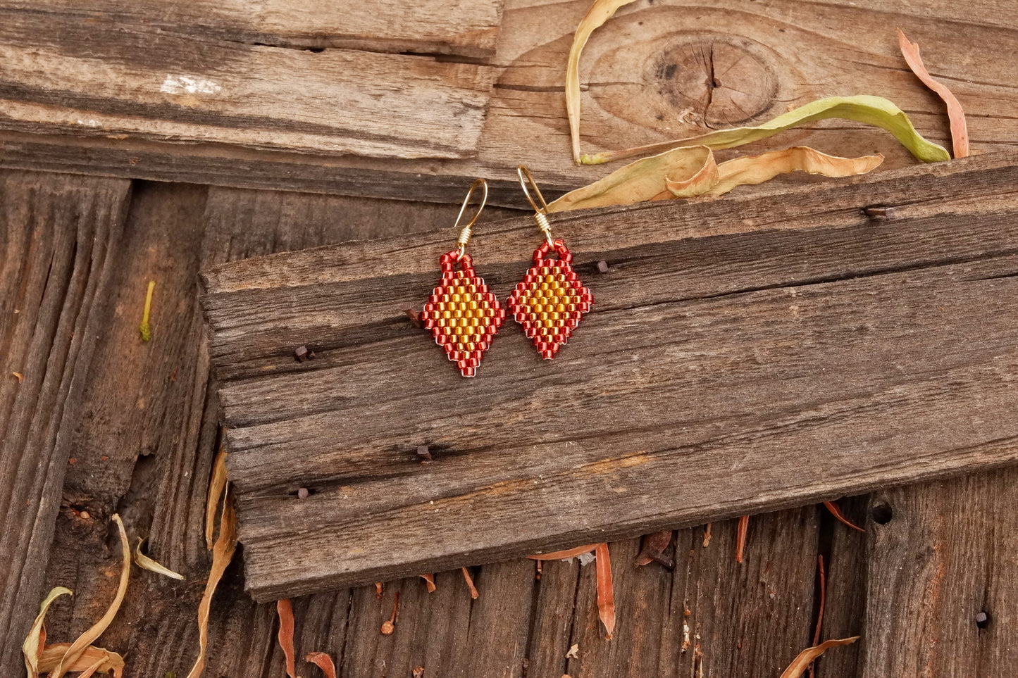 Mini Diamond Beaded Earrings - Autumn