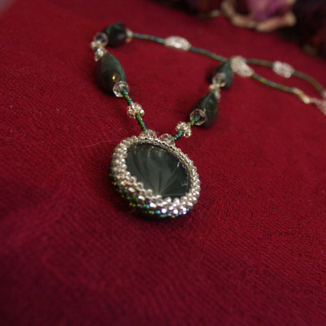 Green Agate and Quartz Necklace - One-of-a-Kind