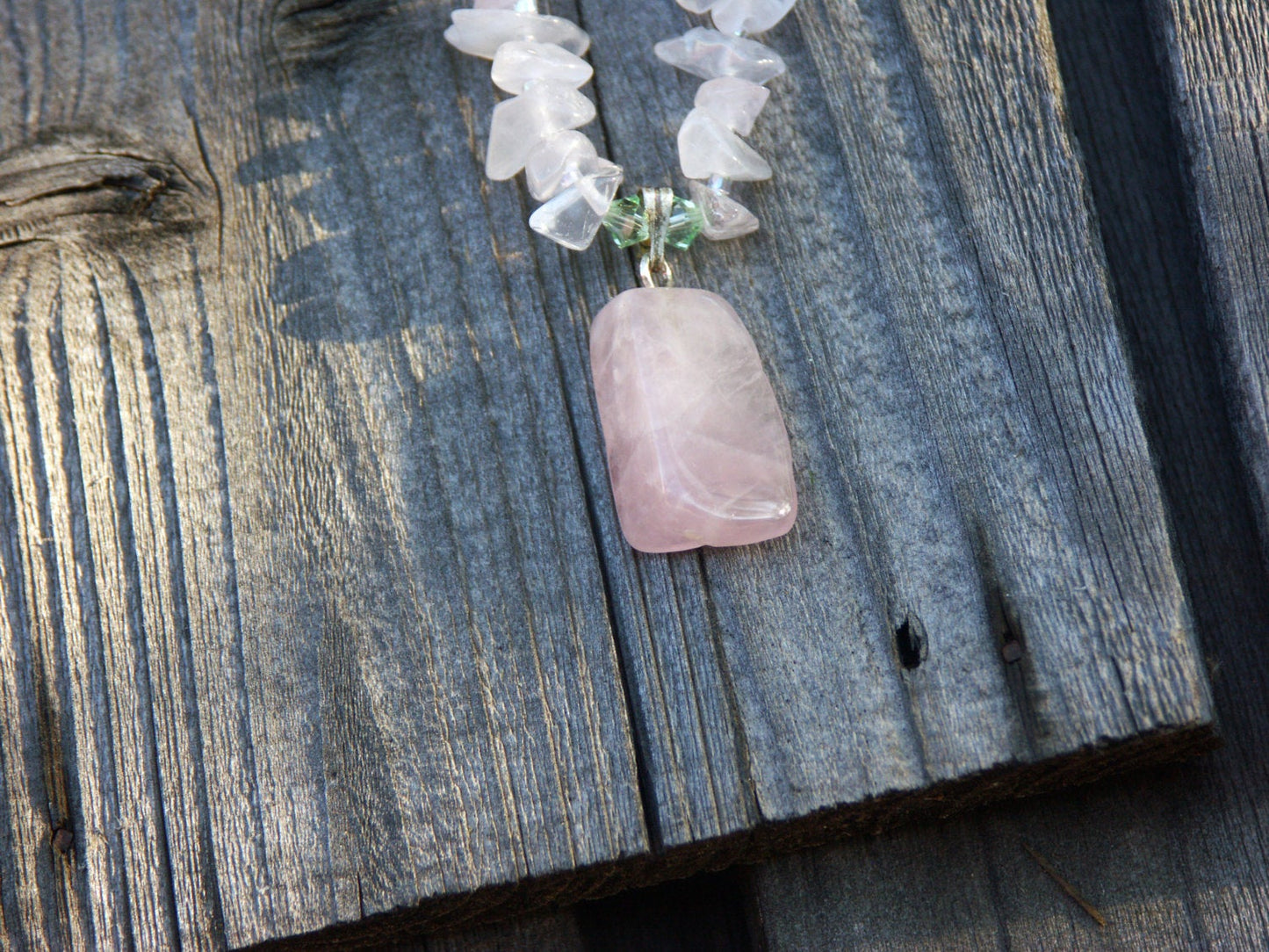 Rose Quartz and Crystal Springtime Necklace