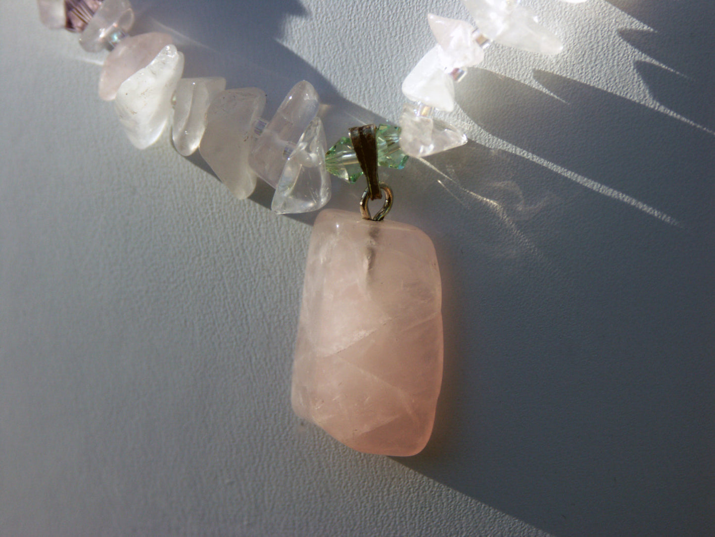 Rose Quartz and Crystal Springtime Necklace