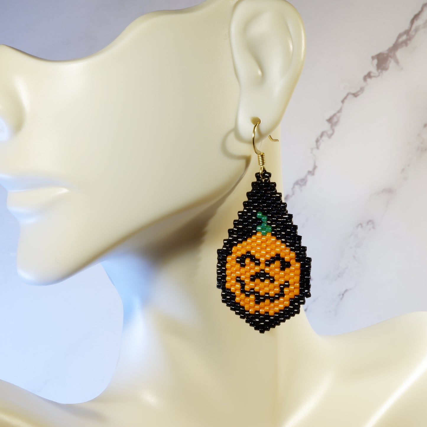 Pumpkin Drop Beaded Earring