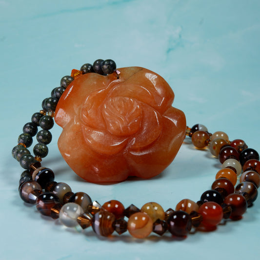 Red Aventurine Rose Necklace