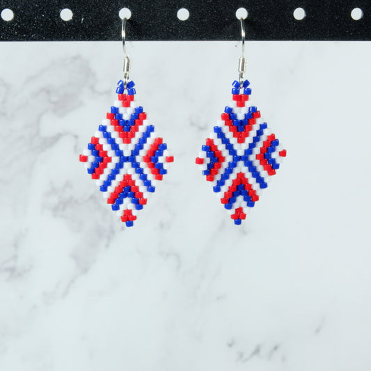 Red, White, Blue Kaleidoscope Earrings