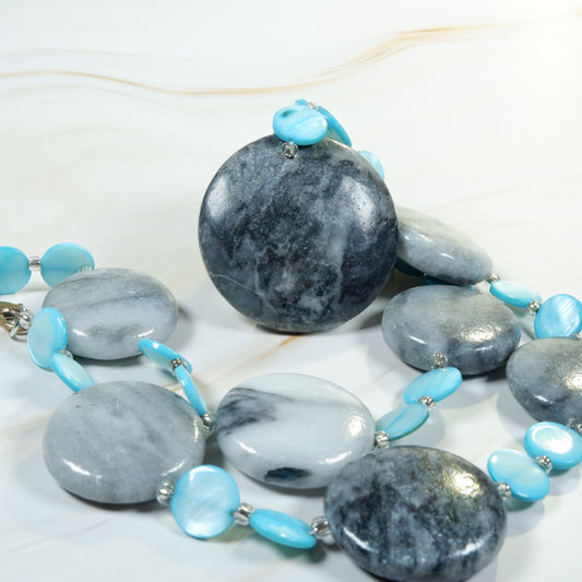 Grey Marble & Blue Shell