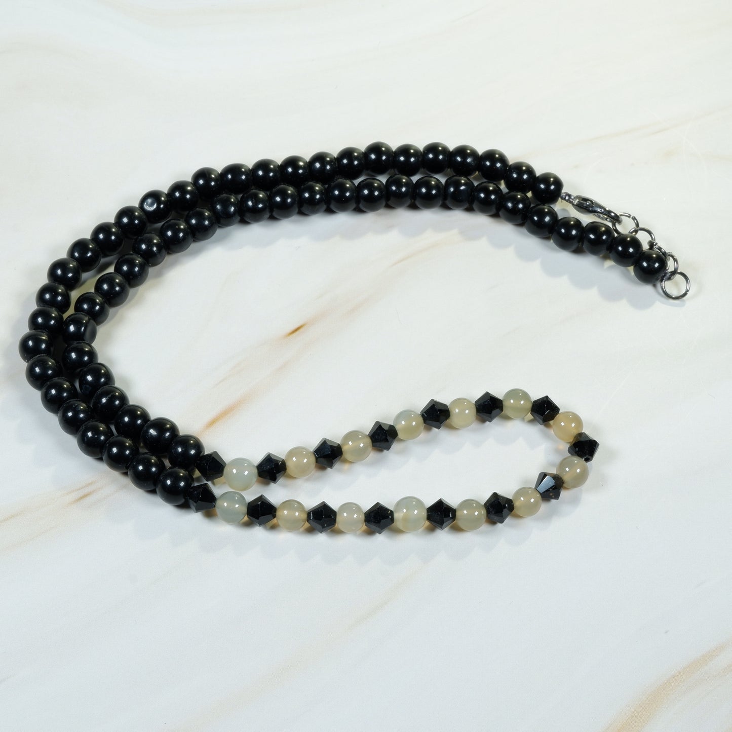 Grey Moonstone & Black Onyx with Crystals