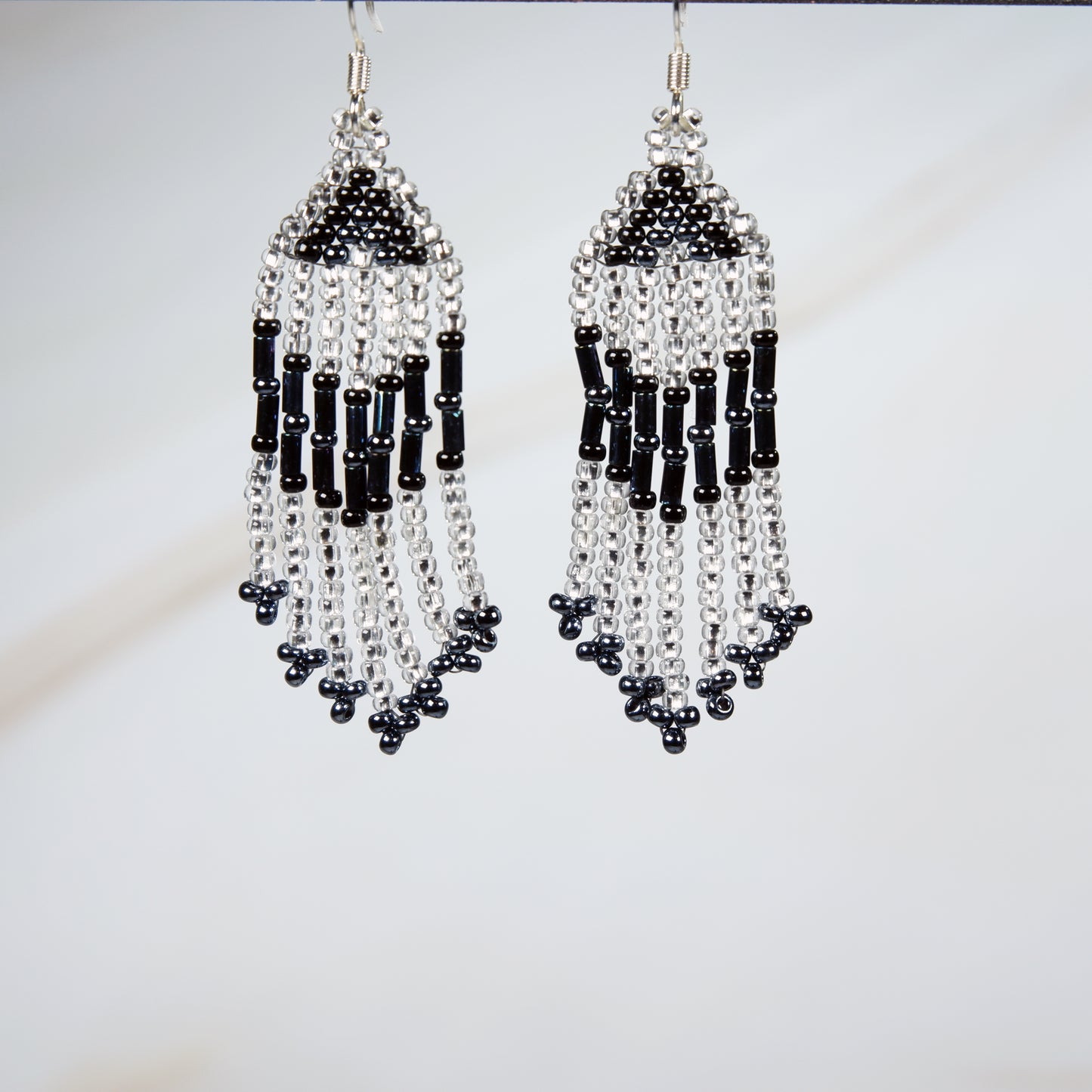 Blue and Silver Fringe Earrings