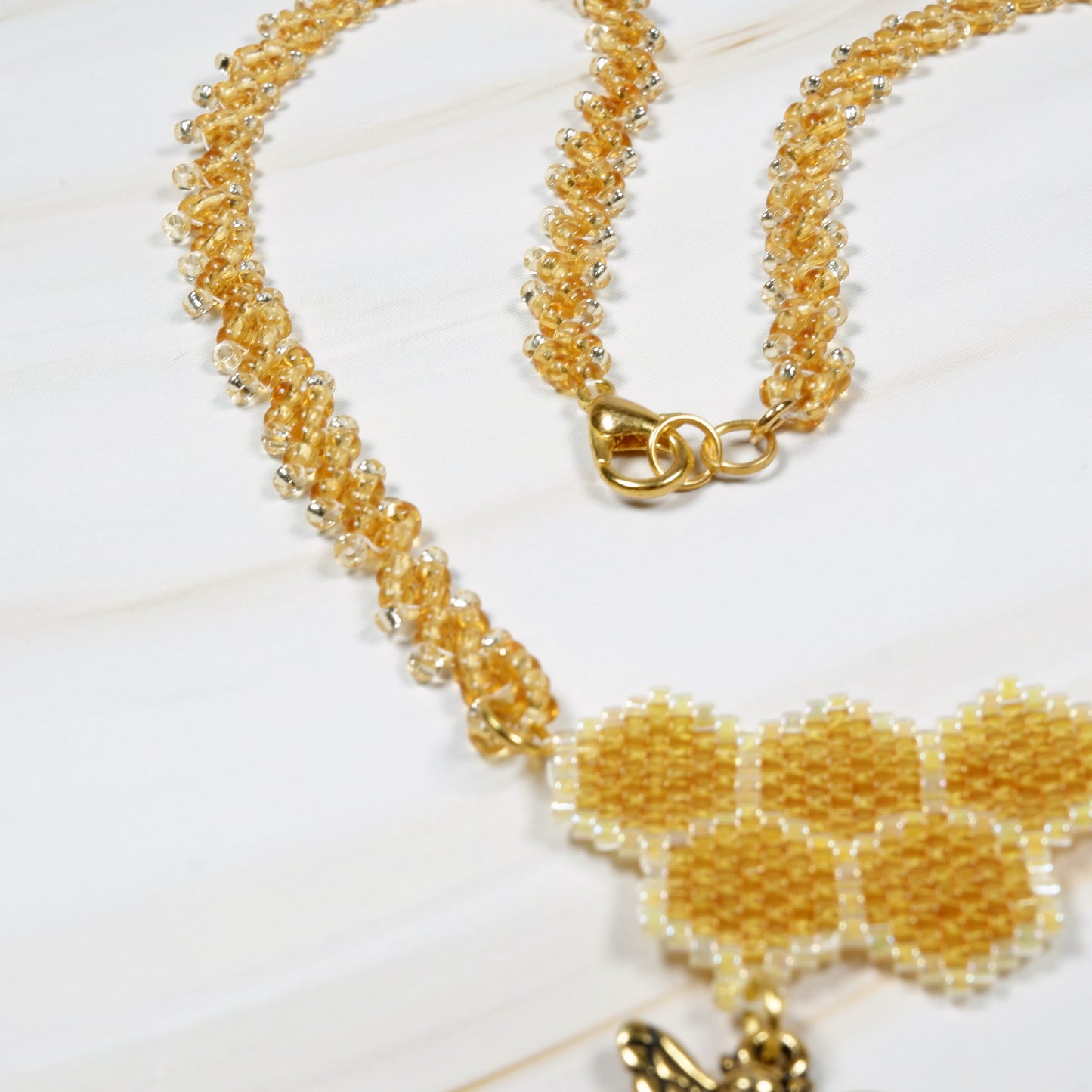 Honeycomb Necklace with Bee