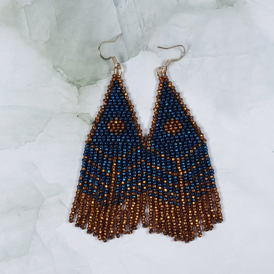 Royal Blue and Brown Earrings