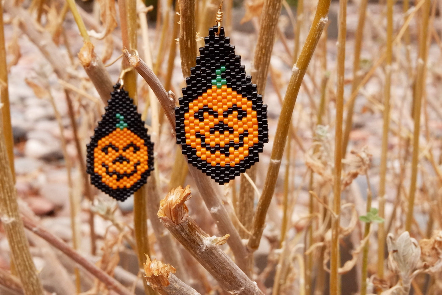 Pumpkin Drop Beaded Earring