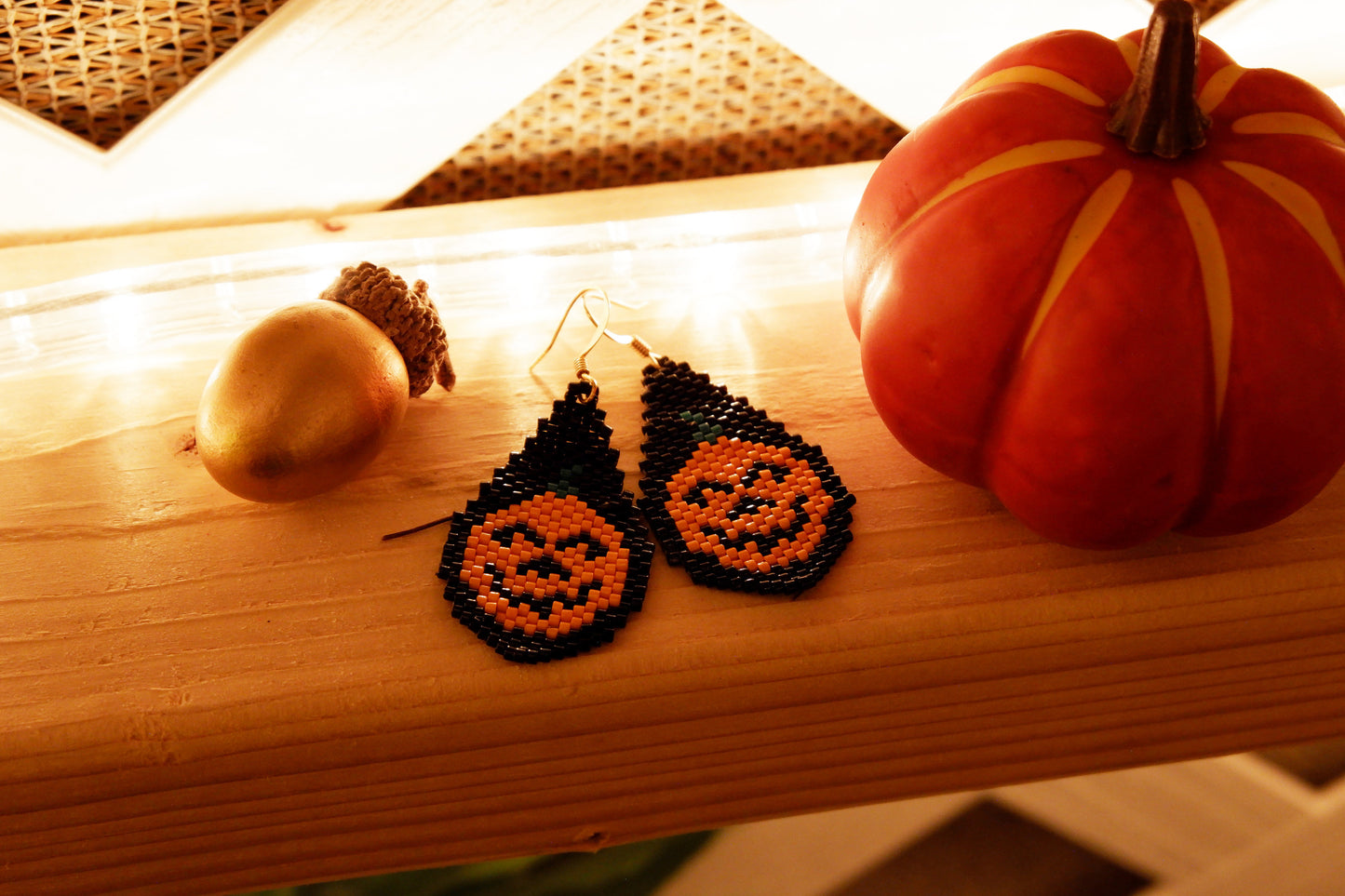 Pumpkin Drop Beaded Earring