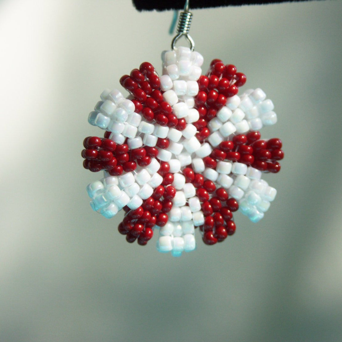 Peppermint Candy Holiday Beaded Earrings
