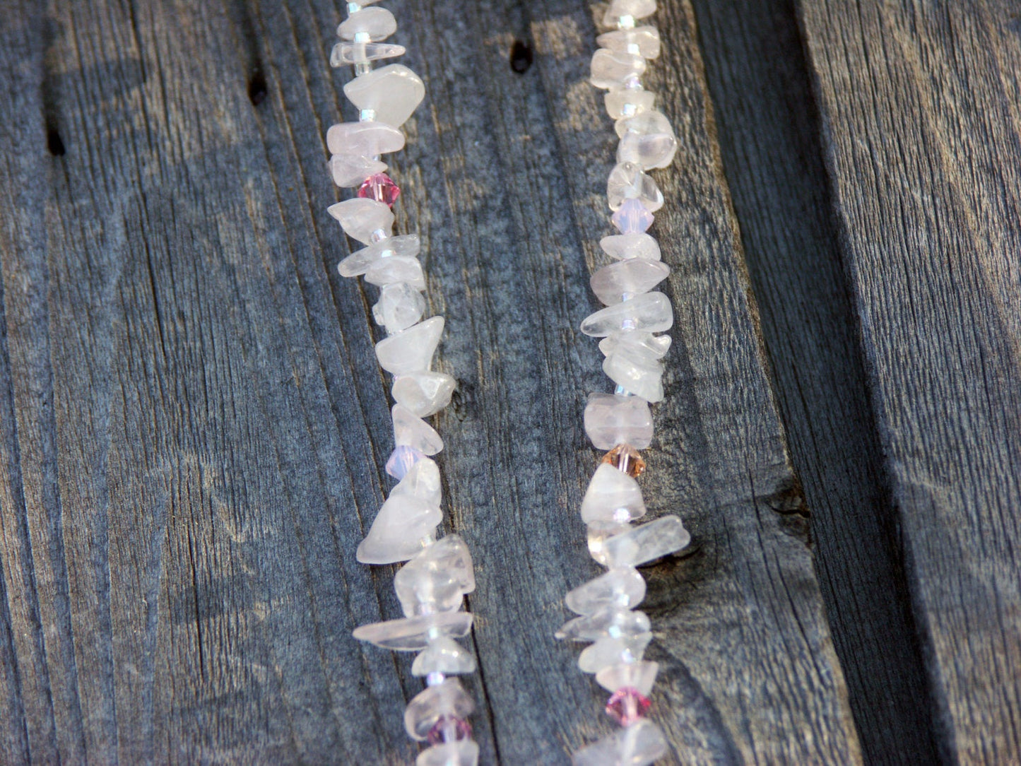 Rose Quartz and Crystal Springtime Necklace